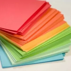 A pile of colored paper